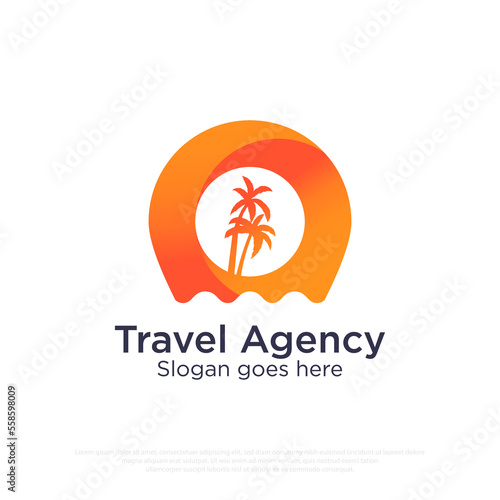 Modern Travel Agency logo design gradient color summer beach logo