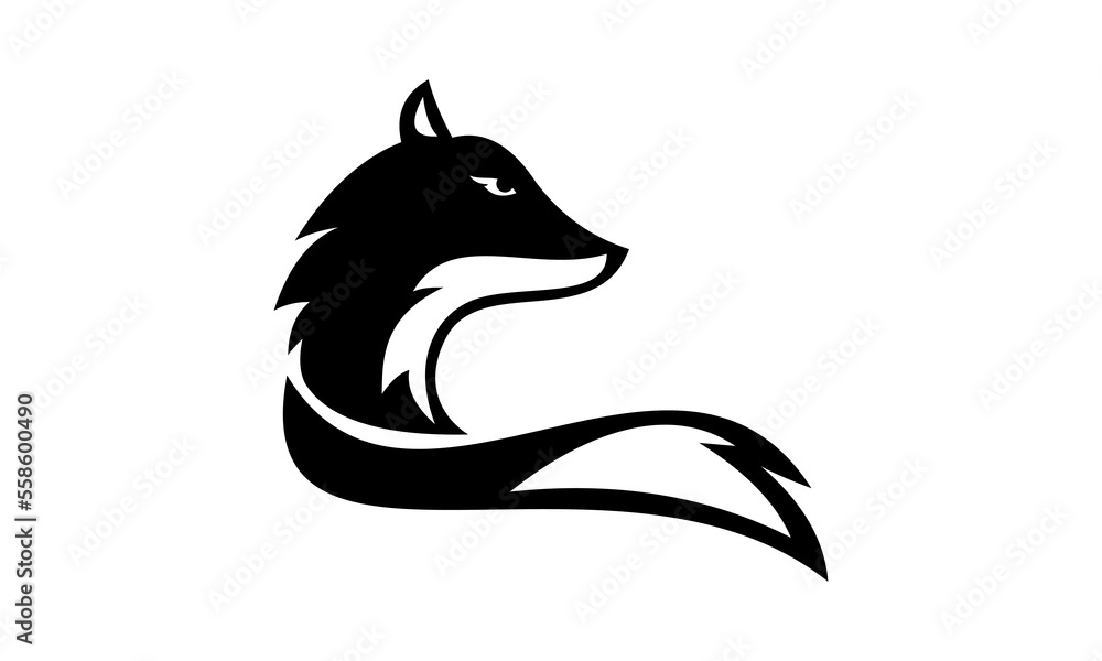 Naklejka premium black fox logo vector