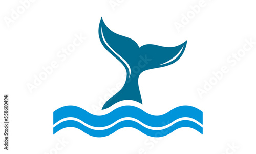 blue whale tail vector logo