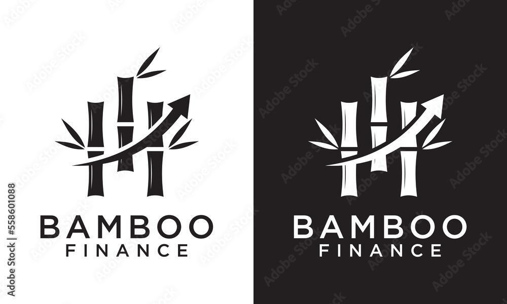 bamboo with arrow logo design. financial symbol vector illustration.