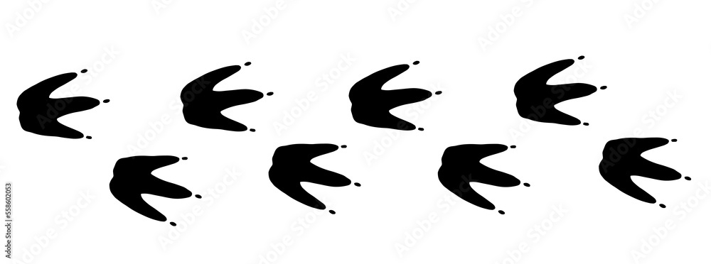 Penguin bird footprint road in black color Penguin bird footprint road in black color