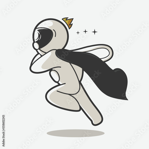 cute astronaut cool pose art illustration