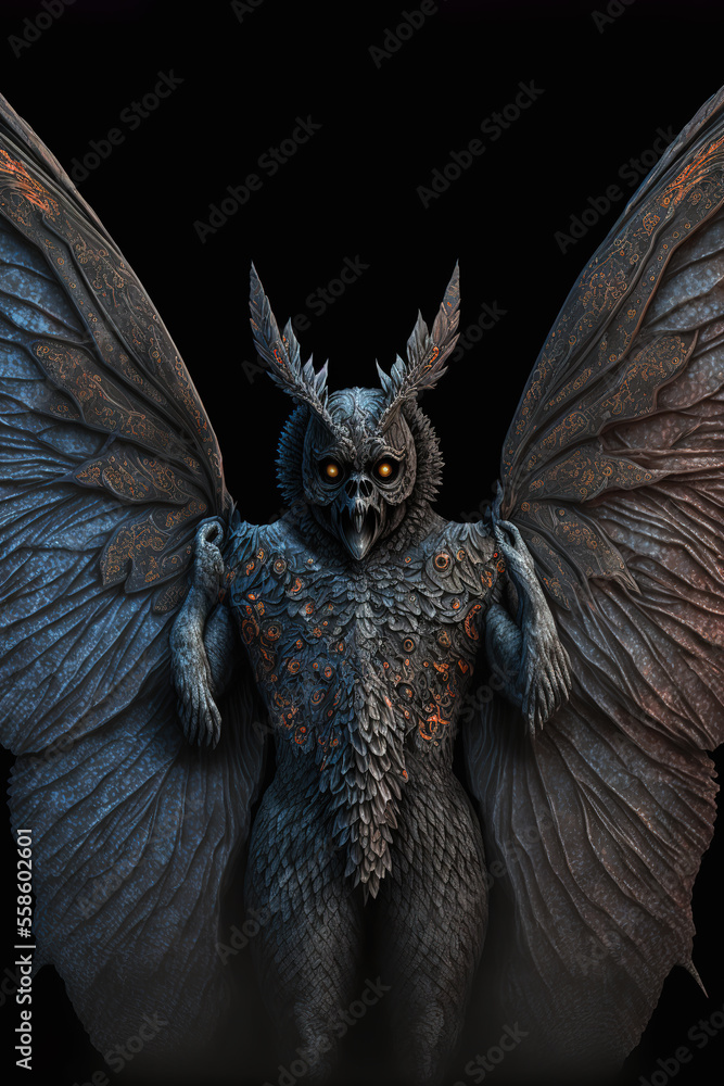 Fototapeta premium mothman, dark fantasy, horror, art illustration