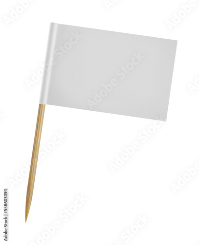 Blank toothpick flag on white background. photo
