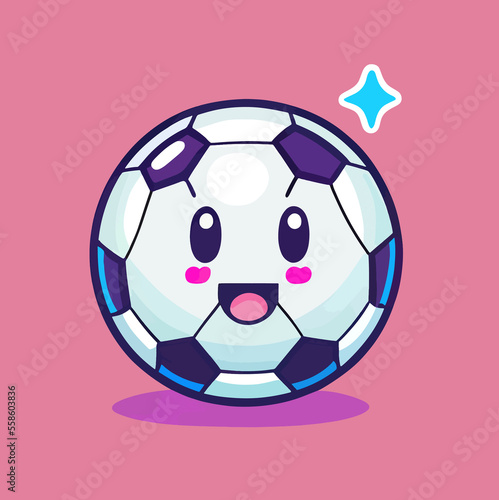 kawaii cartoon of animated soccer ball, soccer ball mascot character
