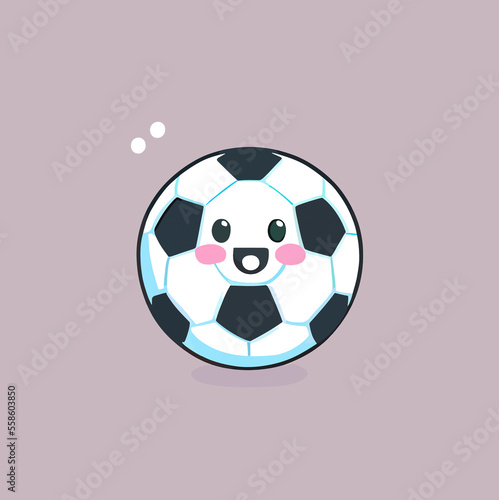 Fototapeta Naklejka Na Ścianę i Meble -  kawaii cartoon of animated soccer ball, soccer ball mascot character