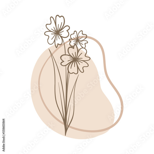 Abstract Boho Floral simple minimalist hand drawn art set. Modern aesthetic illustrations. Bohemian style collection of contemporary artistic design element.