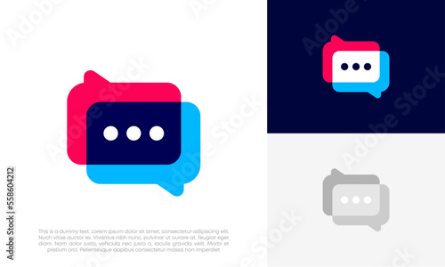 testimonial review chat, talk and communication logo design vector	