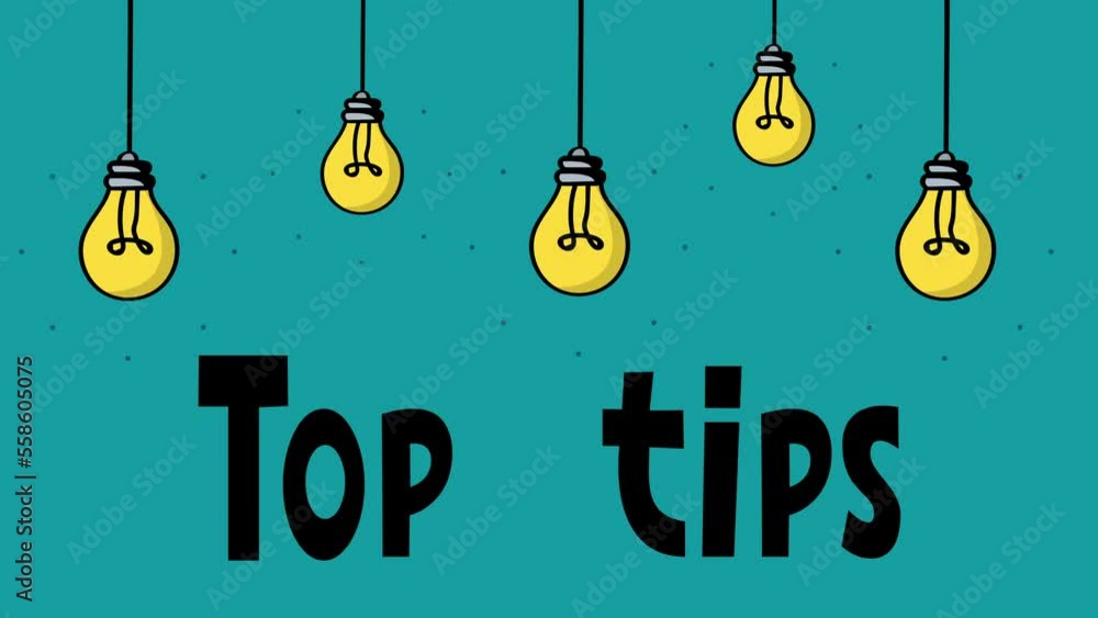 top tips text concept animation.Light bulbs symbol.cartoon style.Marketing and advertising tag.fade in and fade out effect. top tips text concept animation.Light bulbs symbol.cartoon style.Marketing and advertising tag.fade in and fade out effect.