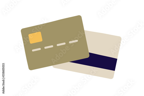 Plastic bank credit, debit card from both front and back sides. Electronic money, finance tool with security chip, magnetic stripe, abstract data. Flat vector illustration isolated on white background