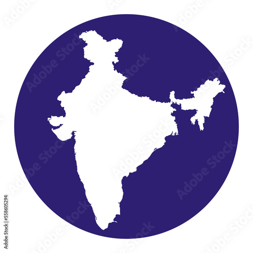 India Map isolated on the blue circle.