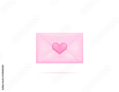 letters or envelopes with a love symbol. special promo offer at the valentine's day event. offering emails or newsletters. design element for Valentine's Day celebrations. happy valentine's day. 3D