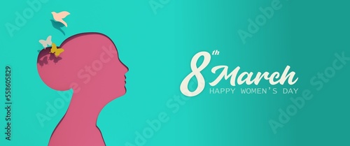 8 MARZO FESTA DELLA DONNA Happy Women Day 8 March pink girl cutout greeting card photo
