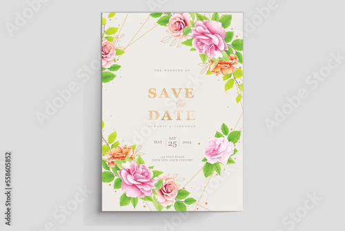 wedding card with floral background design © lukasdedi