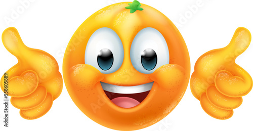 An orange fruit cartoon character emoticon emoji mascot