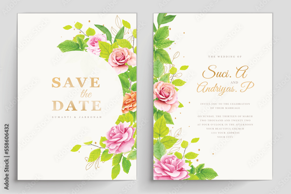 wedding card with floral background design