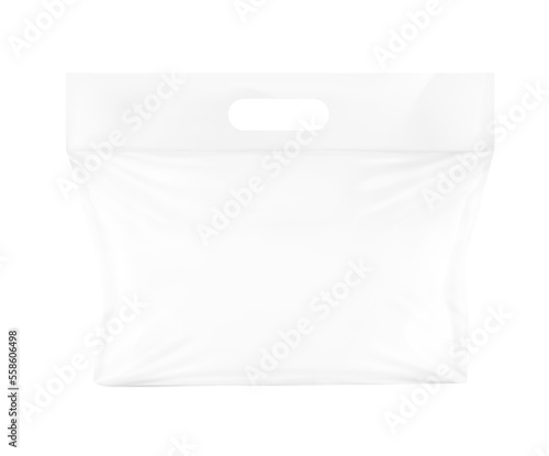 Realistic plastic bag with handle mockup. Vector illustration isolated on transparent background. Ready and simple to use for your design. EPS10.	
