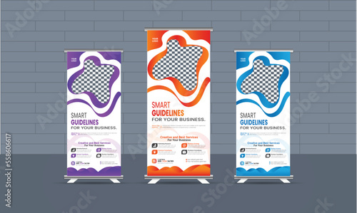 Gradient Business corporate marketing Roll-Up Banner design vector template design, business roll up display standee for presentation