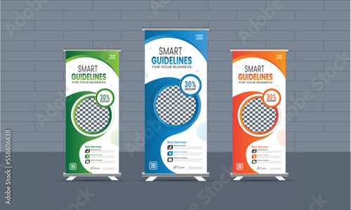 Creative Business corporate marketing Roll-Up Banner design vector template design, business roll up display standee for presentation