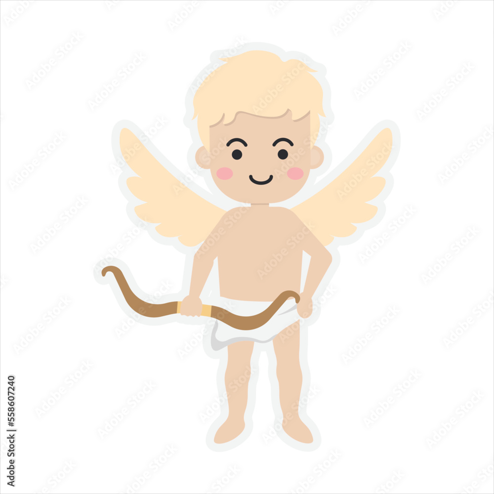 Vector Cartoon Cupid Carrying Arrow