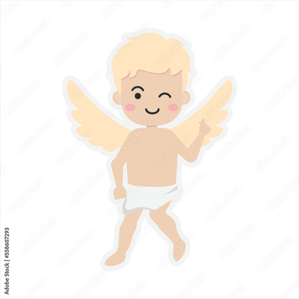 Obraz premium Vector Cartoon Cupid Carrying Arrow