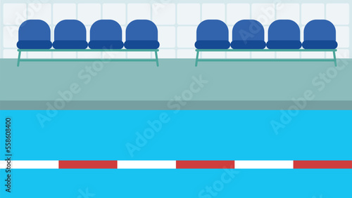 Swim lane in the pool and spectator seats