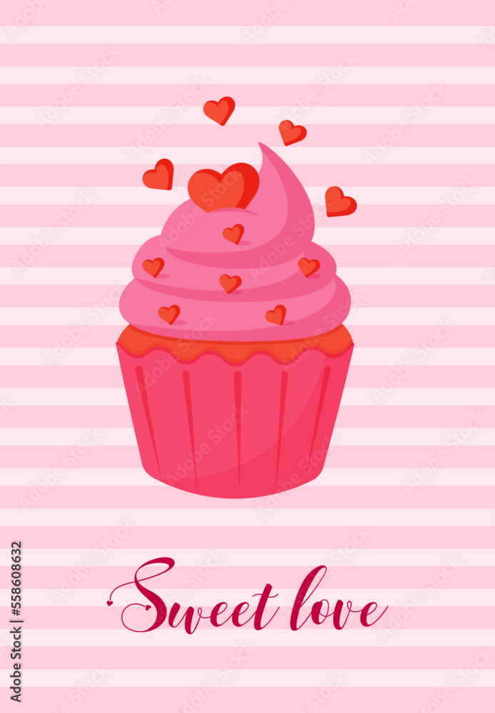 valentine's day greeting card with cupcake and coffee valentine's day greeting card with cupcake and coffee