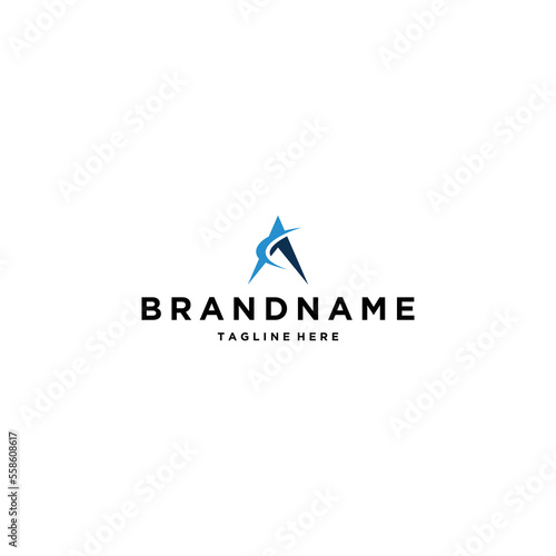 Letter A swoosh logo design template