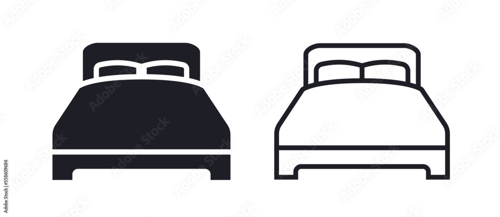 Bed furniture symbol double bed icon - obrazy, fototapety, plakaty 