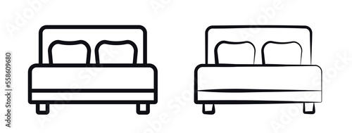 Bed furniture illustration double bed icon