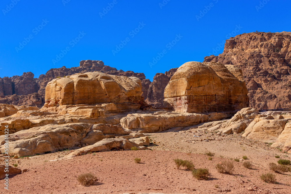Fototapeta premium Petra, Jordan sandstone rocks landscape