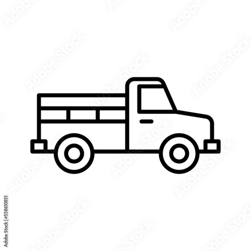 Farmer pickup truck icon. Old retro pickup truck, pictogram isolated on a white background.
