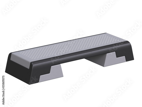 Aerobic stepper, adjustable step platform isolated on white background 3d rendering