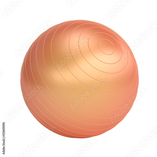 Orange fitness ball isolated on white background 3d rendering