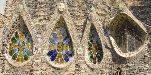 Obraz na płótnie Unfinished church of Colonia Güell, Crypt Interior, Antonio Gaudi Architect, Bar