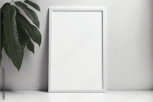 Wallpaper Mural A minimalist vertical photo frame template that is blank, a white picture frame that sits next to a potted plant on a shelf, and the concept of minimalism in general Torontodigital.ca