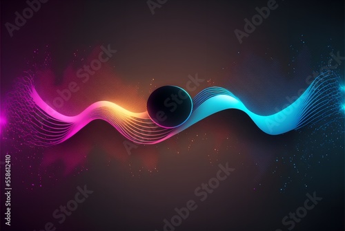 Background of music wave flow poster design with lines and dots on a sound floor.