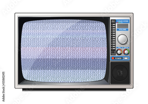 Old style television vector illustration. 80s technology. 90s TV set. Retro style 90s TV illustration.