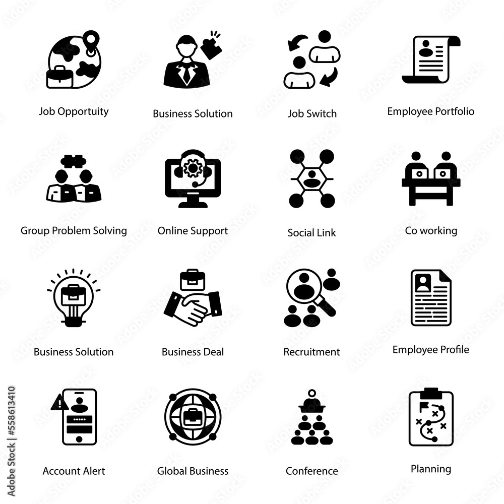 Job Opportunity, Business Solution, Job Switch, Employee Portfolio, Business Solution, Business Deal, Recruitment, Employee Profile, Conference, Planning, Group Problem, Glyph Icons - Solid, Vectors Job Opportunity, Business Solution, Job Switch, Employee Portfolio, Business Solution, Business Deal, Recruitment, Employee Profile, Conference, Planning, Group Problem, Glyph Icons - Solid, Vectors