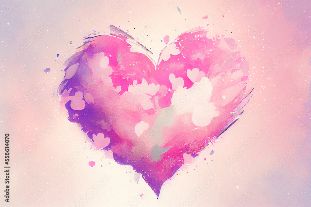 Pink art abstract heart background. card wallpaper cover. Generated AI.
