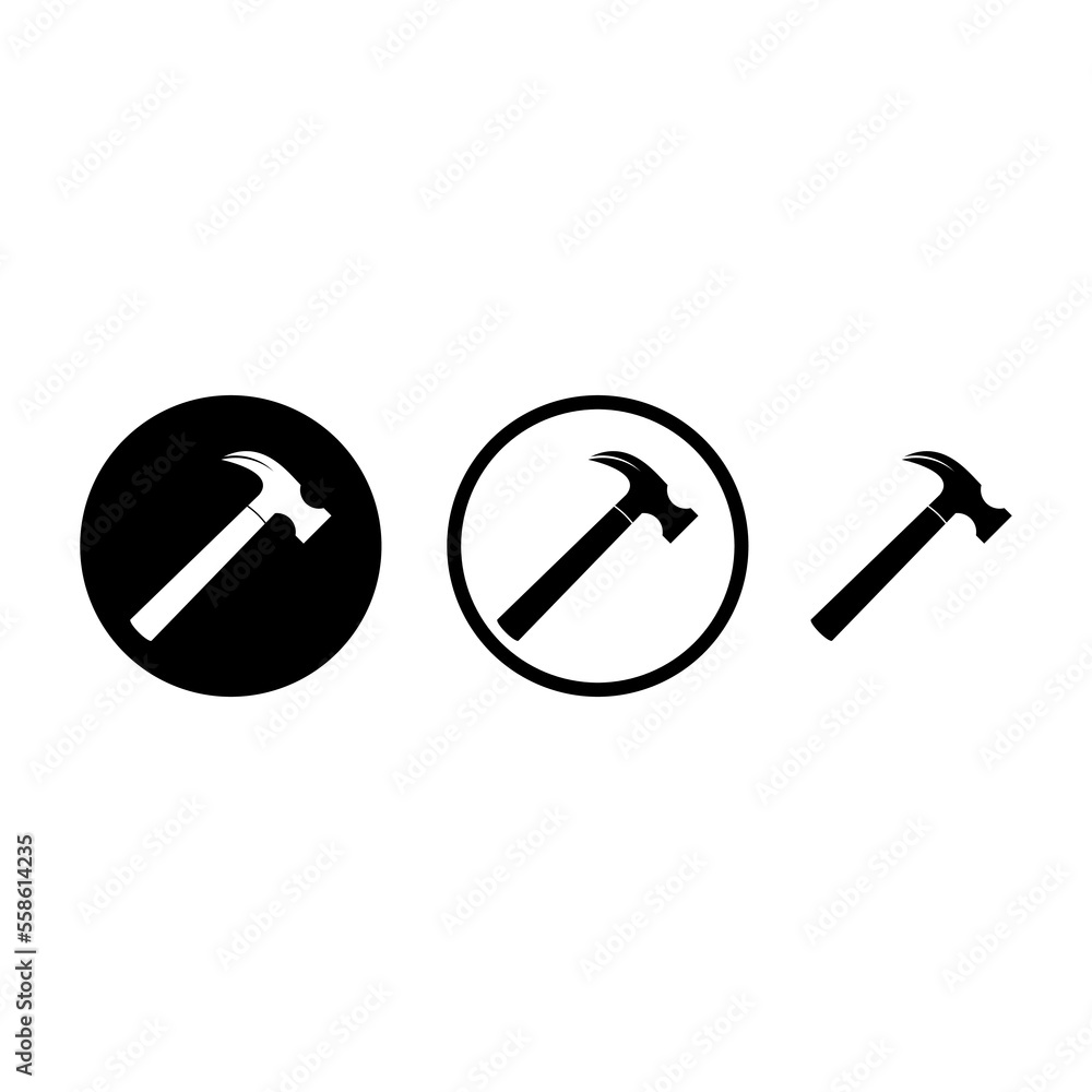 Hammer web icon set isolated on white background Hammer web icon set isolated on white background
