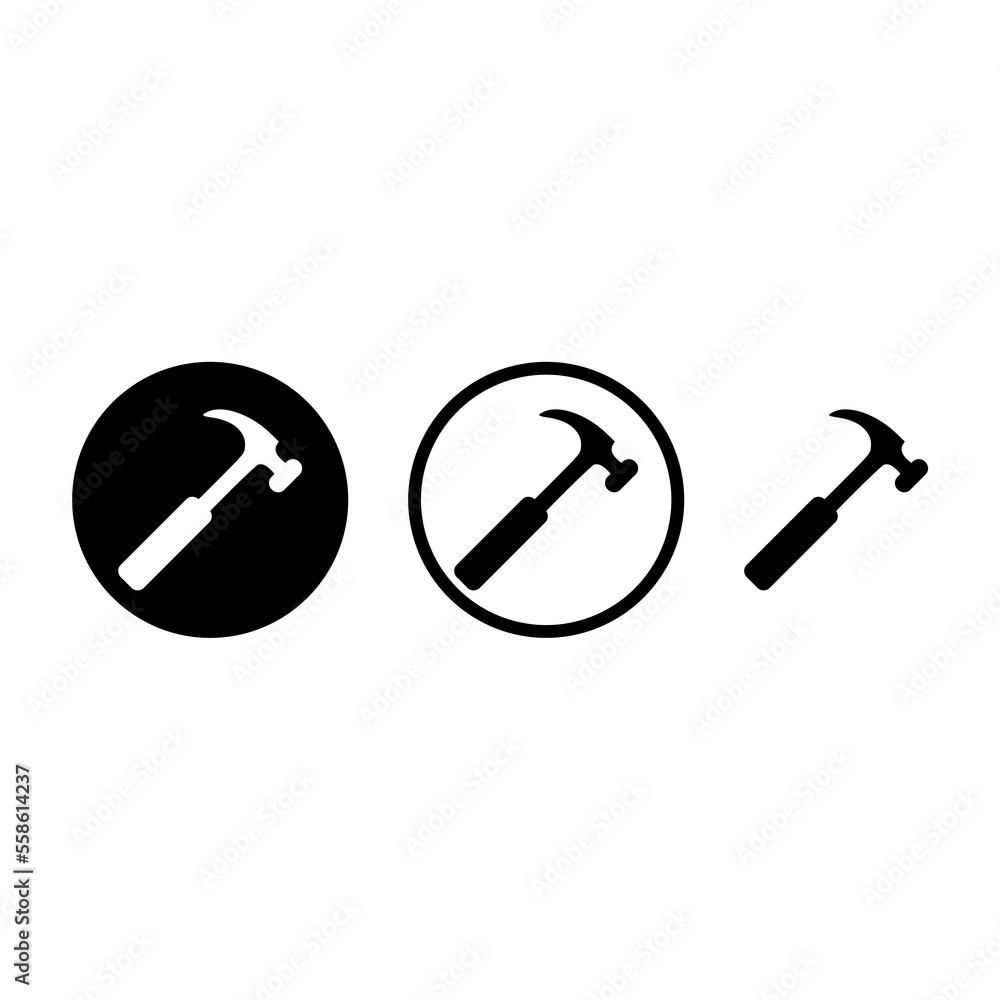 Hammer web icon set isolated on white background Hammer web icon set isolated on white background