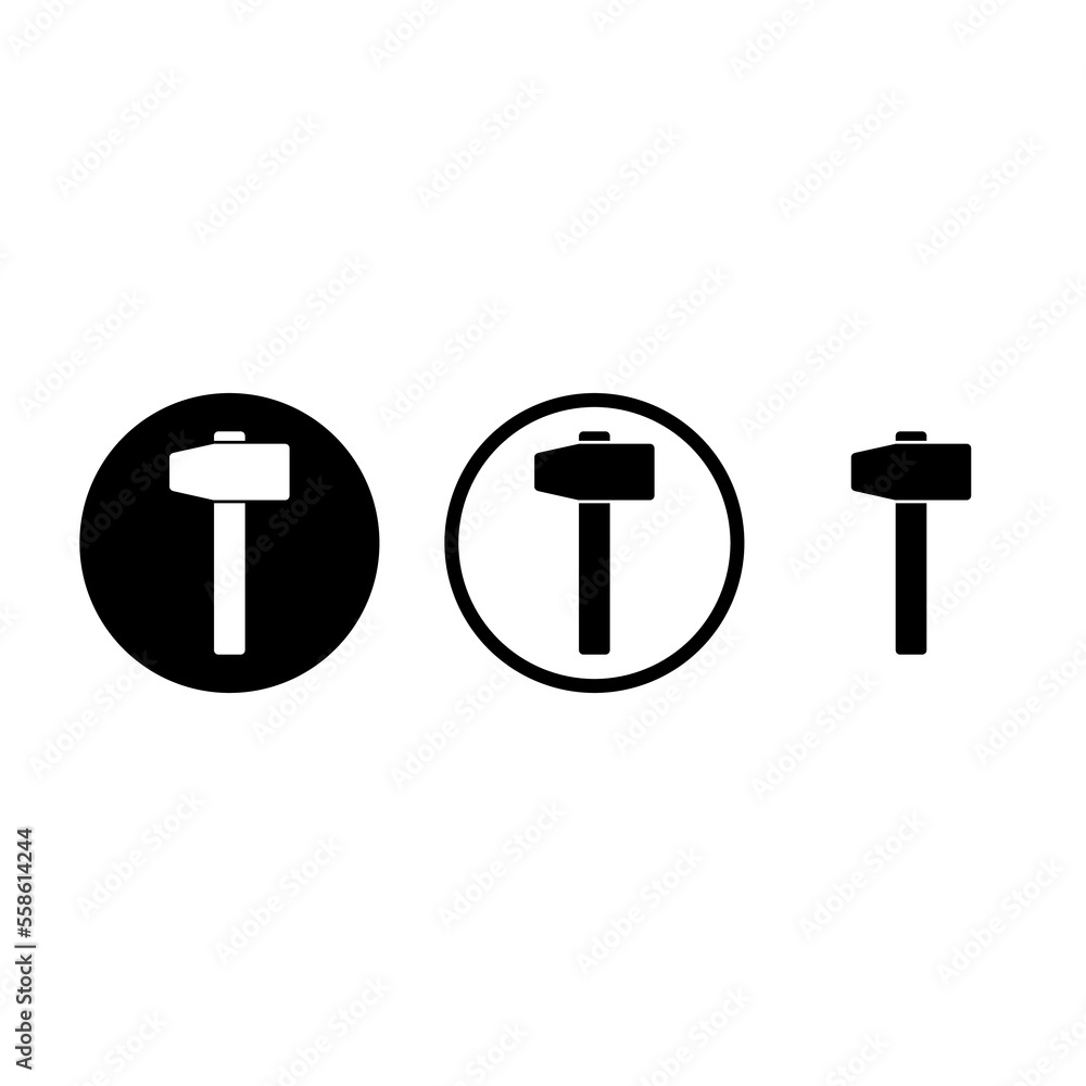Hammer web icon set isolated on white background Hammer web icon set isolated on white background