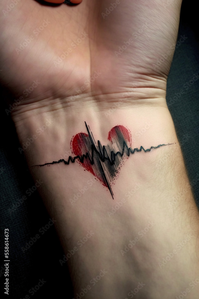 Obraz premium Heart tattoo. Symbol of love. Tattoo idea for men and women. Generative AI.