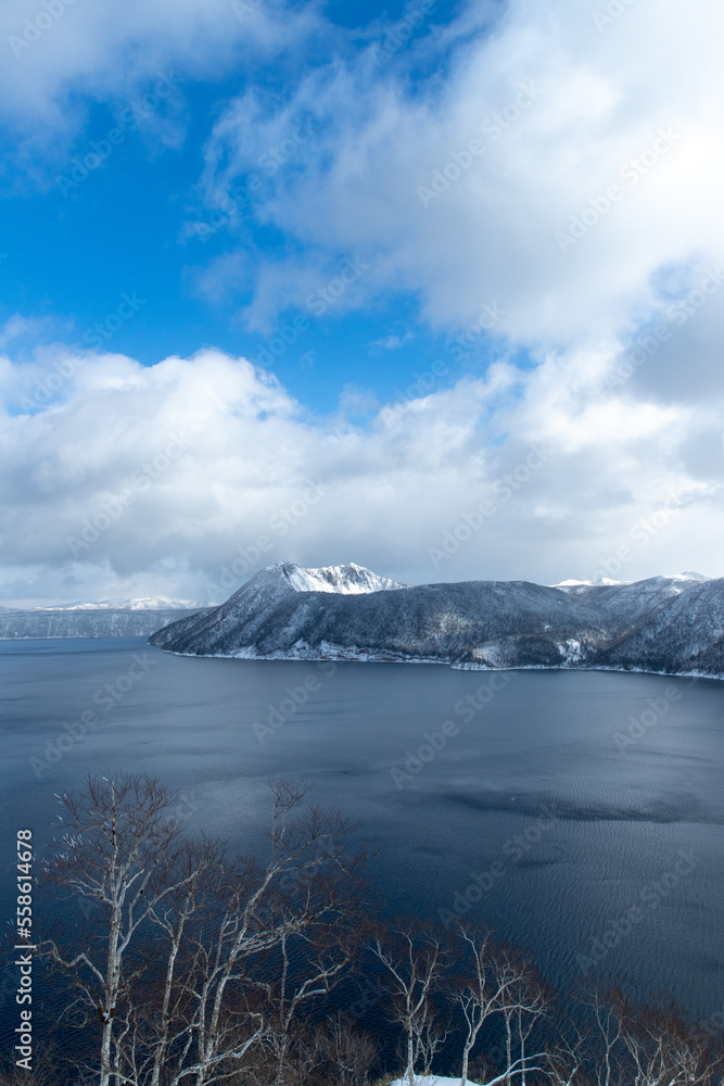 北海道　冬の摩周湖の風景