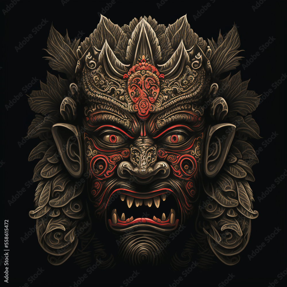 Barong Bali. Indonesian Balinese mythology creature. Generative AI.