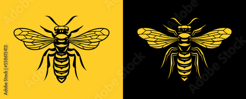 Vector wasp logo for white and dark backgrounds