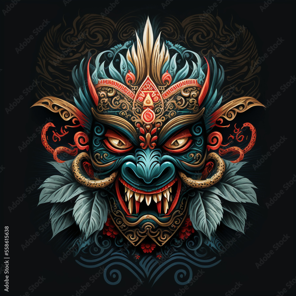 Barong Bali. Indonesian Balinese mythology creature. Generative AI.