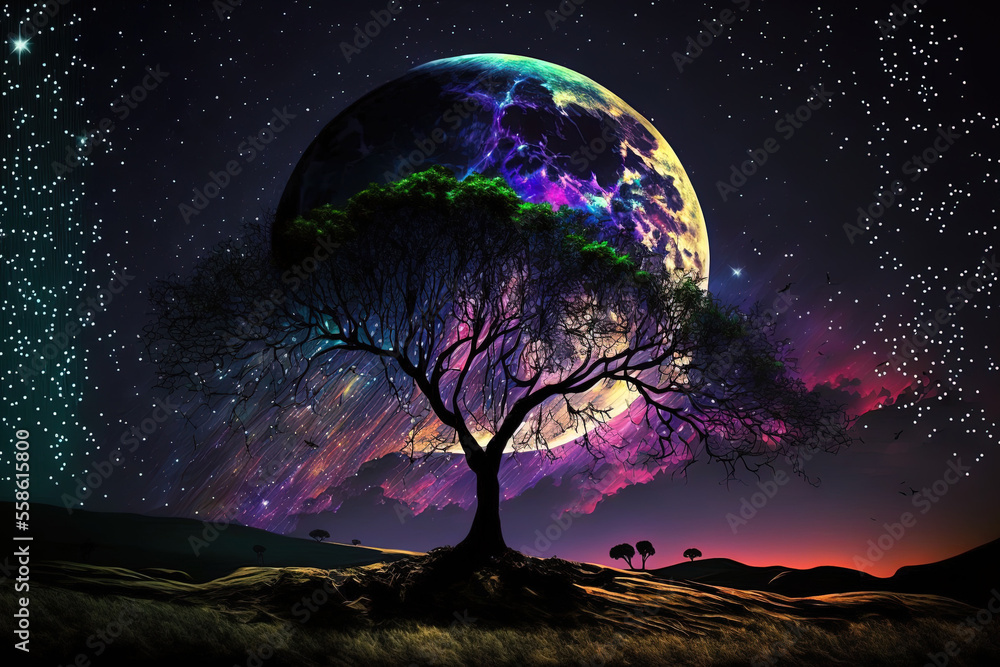 Beautiful images of the moon, the aurora, and the night sky. Generative AI Beautiful images of the moon, the aurora, and the night sky. Generative AI