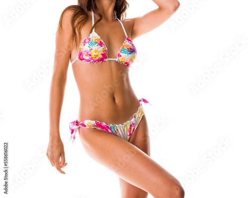 girl body with bikini isolated white background